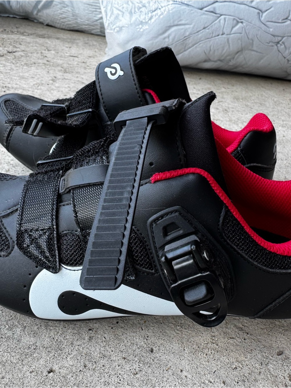 Peloton Black Cycling Shoes with Red Lining